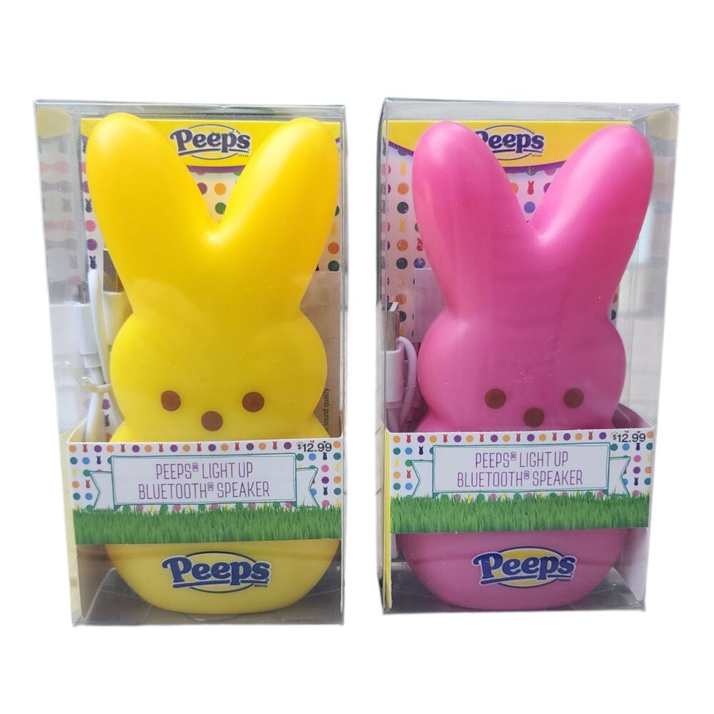 Peeps Easter Light Up Bluetooth Speakers Bundle Yellow & Pink New Sealed Cute